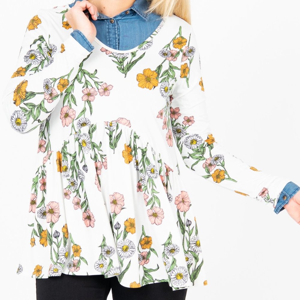 Agnes & Dora Muse Top Long Sleeve Ivory Floral